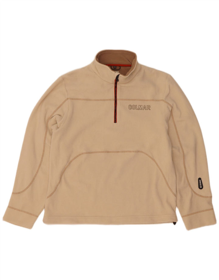 Colmar Mens Zip Neck Fleece Jumper Medium Beige Polyester