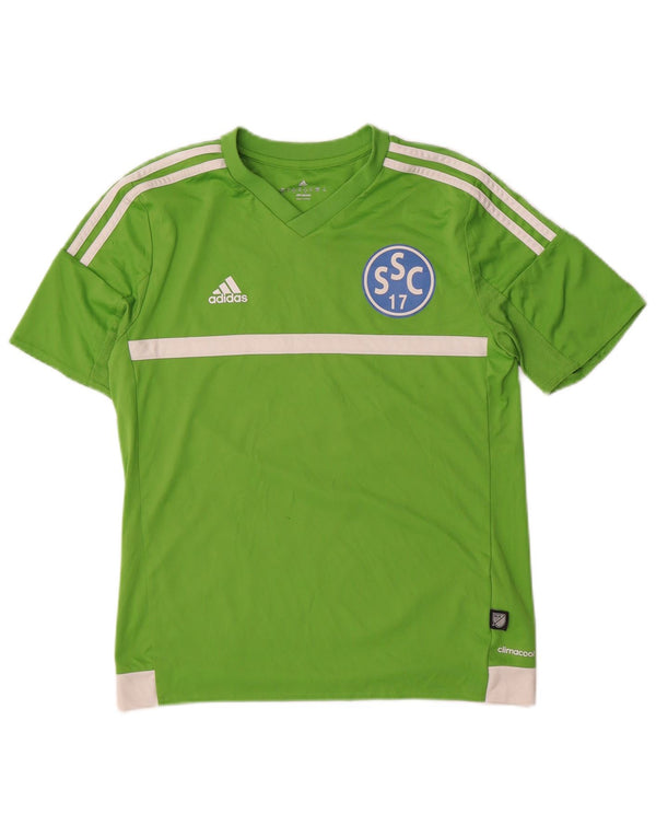 Adidas Boys Climacool Graphic T-Shirt Top 13-14 Years Green Colourblock