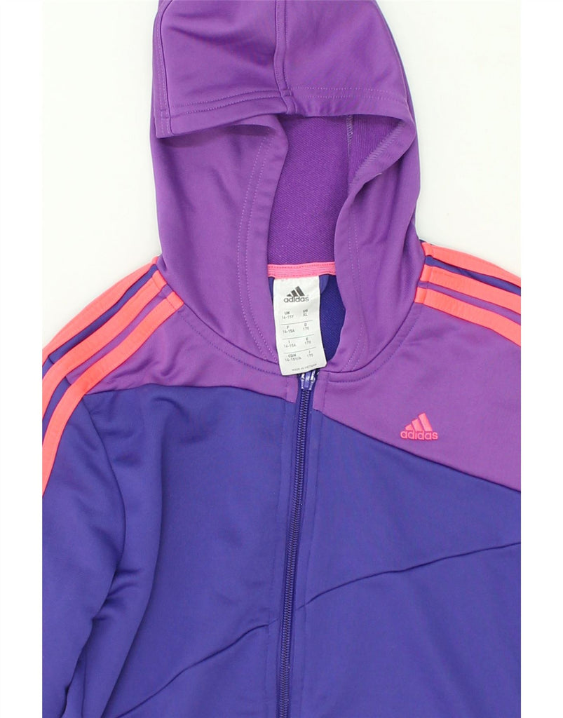 ADIDAS Girls Tracksuit Top Jacket 13-14 Years Blue Colourblock | Vintage Adidas | Thrift | Second-Hand Adidas | Used Clothing | Messina Hembry 