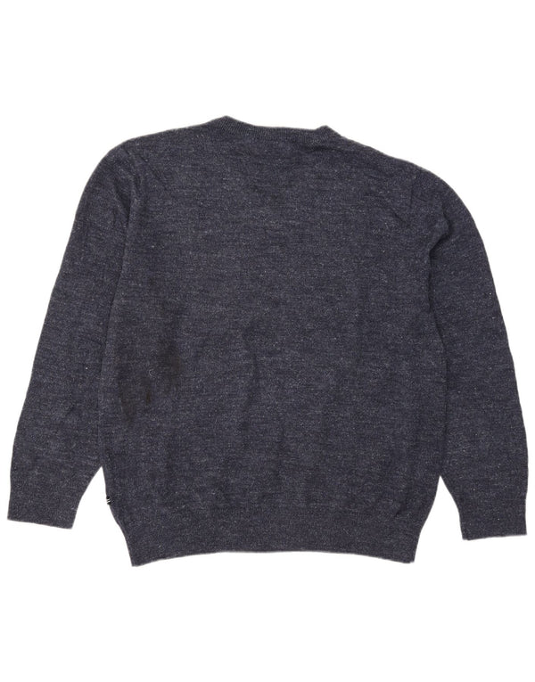 Nautica Mens V-Neck Jumper Sweater XL Navy Blue Flecked Cotton