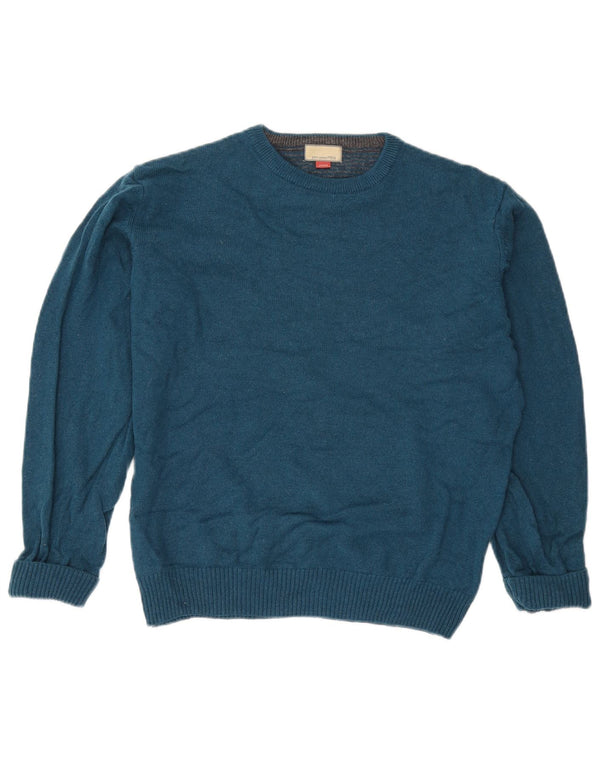 John Lewis Mens Crew Neck Jumper Sweater Small Blue Merino Wool