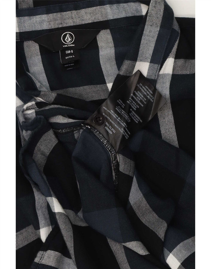 Volcom Mens Flannel Shirt Large Navy Blue Check Cotton