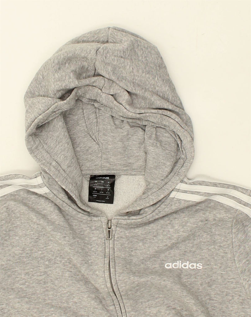 ADIDAS Womens Zip Hoodie Sweater UK 16/18 XL Grey Cotton | Vintage Adidas | Thrift | Second-Hand Adidas | Used Clothing | Messina Hembry 