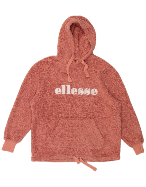 Ellesse Womens Oversized Graphic Hooded Fleece Jumper UK 8 Small Pink