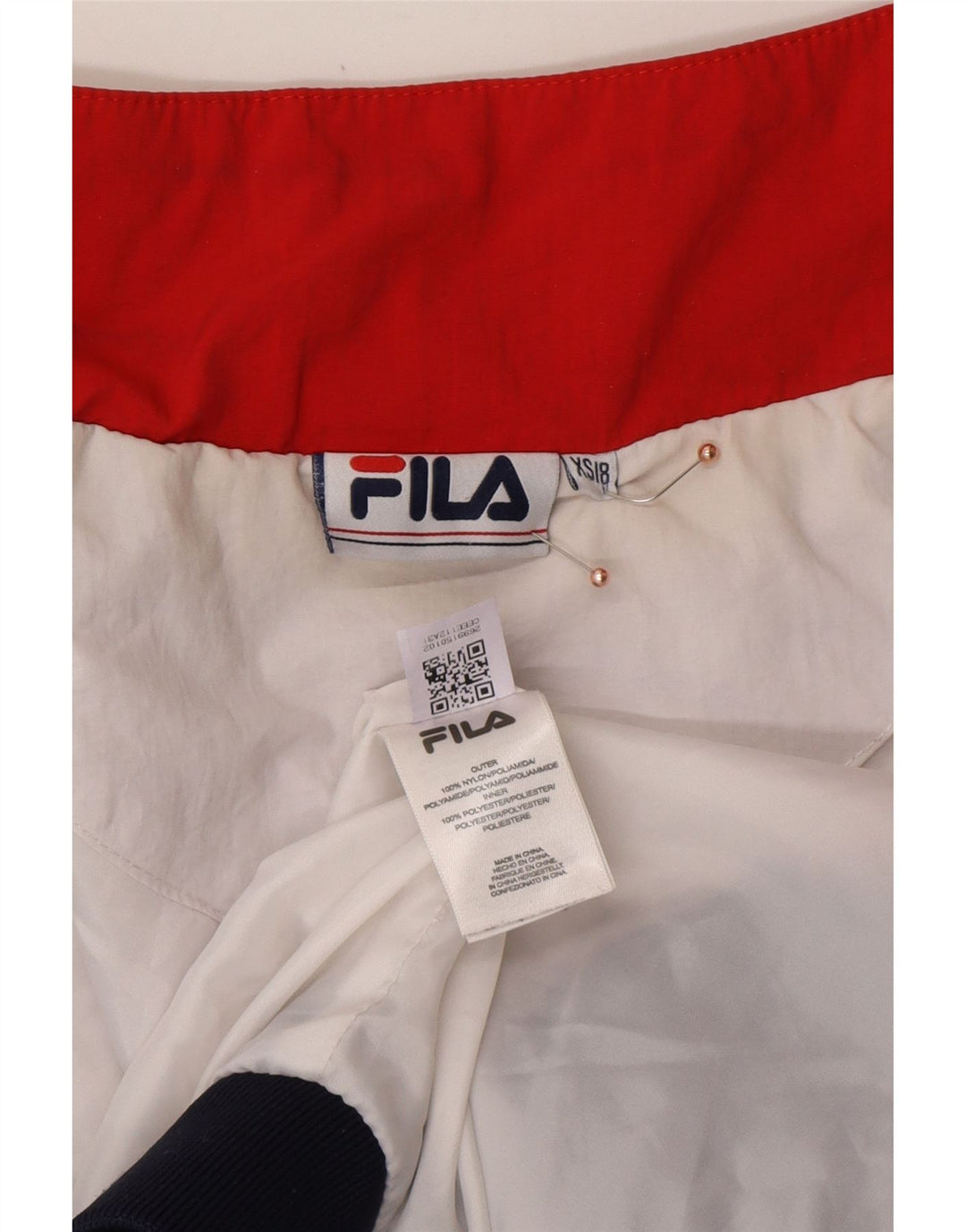 FILA Womens Oversized Tracksuit Top Jacket UK 6 XS Navy Blue Colourblock