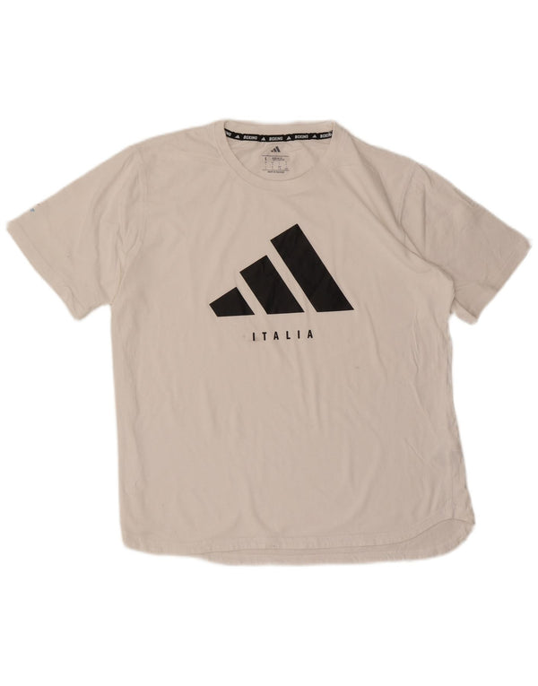 Adidas Mens Italia Regular Fit Graphic T-Shirt Top Large White Cotton