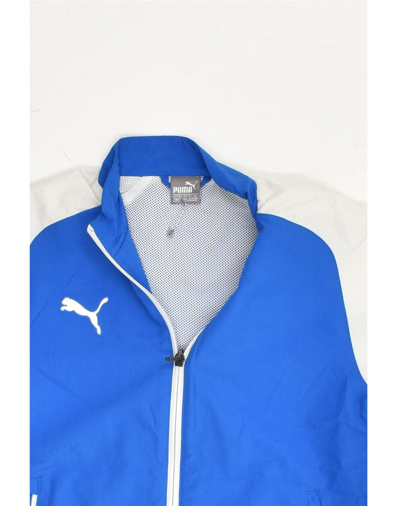 PUMA Boys Tracksuit Top Jacket 9-10 Years Blue Colourblock Polyester | Vintage Puma | Thrift | Second-Hand Puma | Used Clothing | Messina Hembry 