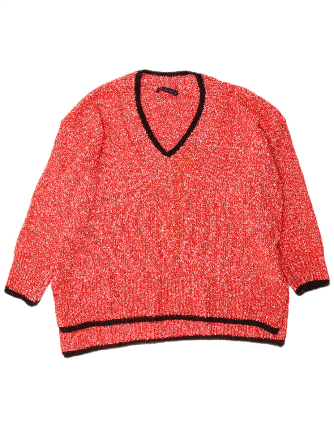 Marks & Spencer Womens V-Neck Jumper Sweater UK 16 Large Red Polyester