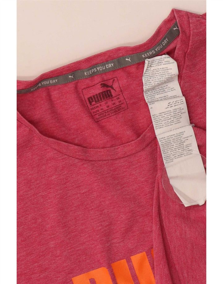 Puma Womens Graphic T-Shirt Top UK 16 Large Pink Flecked Polyester