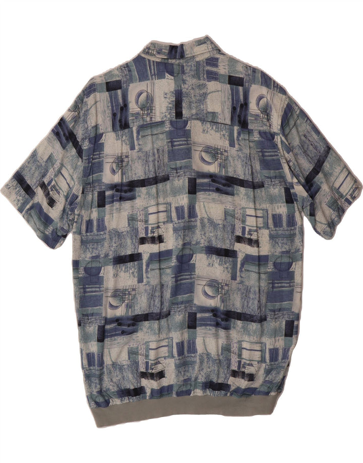 CANDA Mens Short Sleeve Pullover Shirt Large Blue Patchwork Viscose Vintage Canda and Second-Hand Canda from Messina Hembry 