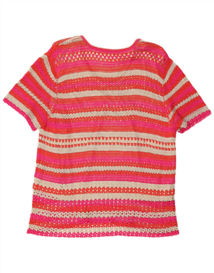 JACQUES VERT Womens Crochet Blouse Top UK 18 XL Multicoloured Striped