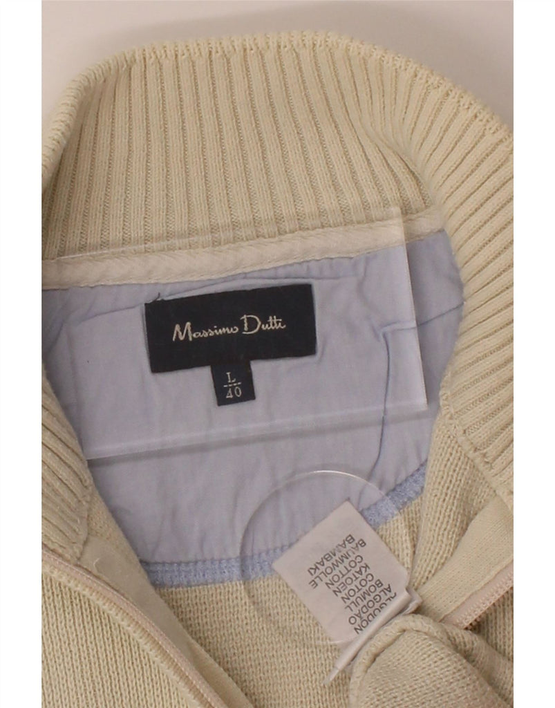 MASSIMO DUTTI Mens Zip Neck Jumper Sweater Large Off White Cotton Vintage Massimo Dutti and Second-Hand Massimo Dutti from Messina Hembry 