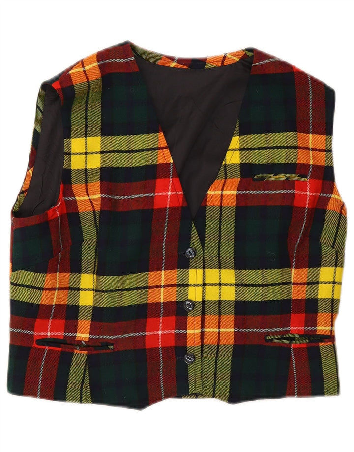 Vintage Womens Waistcoat UK 12 Medium Multicoloured Check