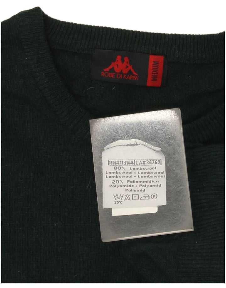 Kappa Mens Crew Neck Jumper Sweater Medium Green Lambswool