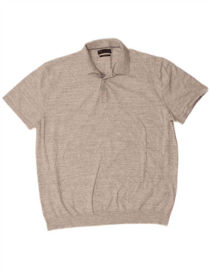 Marks & Spencer Mens Polo Shirt XL Grey Flecked Cotton