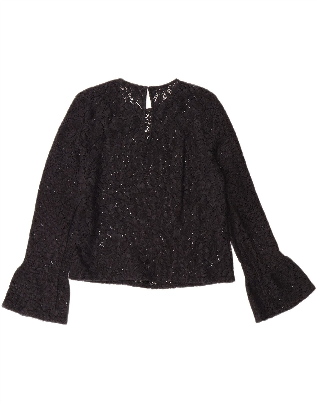 ZARA Womens Crop Crochet Blouse Top UK 12 Medium Black Vintage Zara and Second-Hand Zara from Messina Hembry 