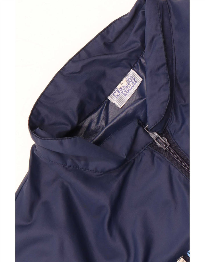 Vintage Mens Tracksuit Top Jacket Large Navy Blue Colourblock