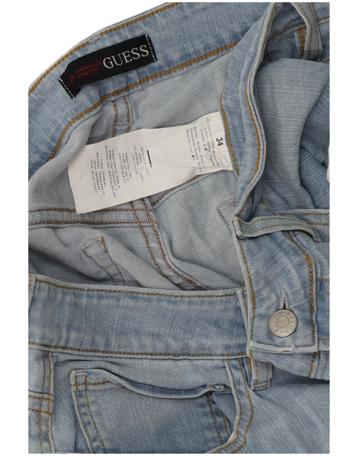 Guess Mens Straight Jeans W34 L34 Blue Cotton