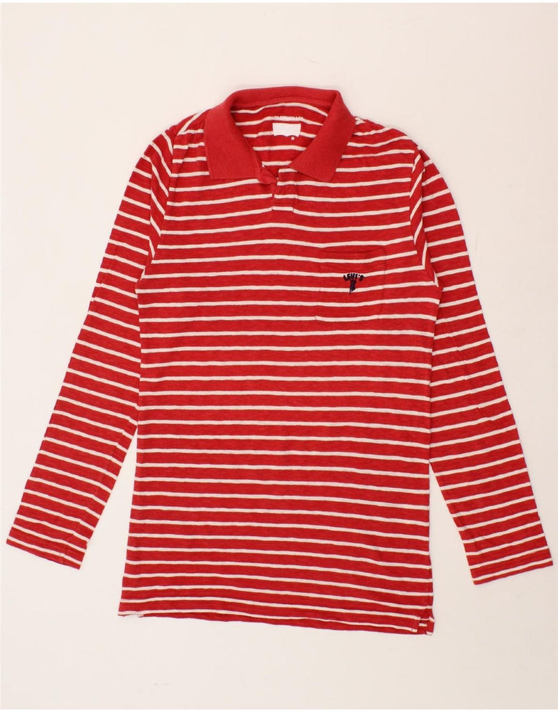 LEVI'S Mens Long Sleeve Polo Shirt Small Red Striped Cotton Vintage Levi's and Second-Hand Levi's from Messina Hembry 