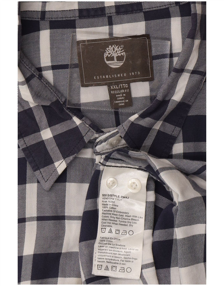 TIMBERLAND Mens Regular Fit Shirt 2XL Navy Blue Check Cotton