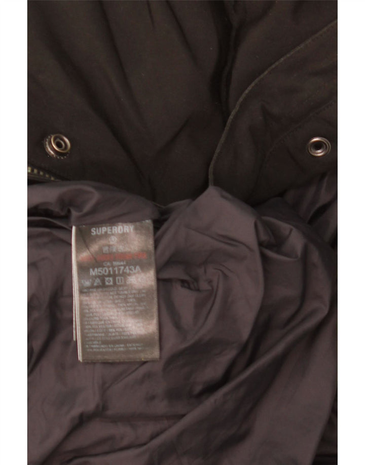 SUPERDRY Mens Hooded Padded Jacket UK 36 Small Black Polyester