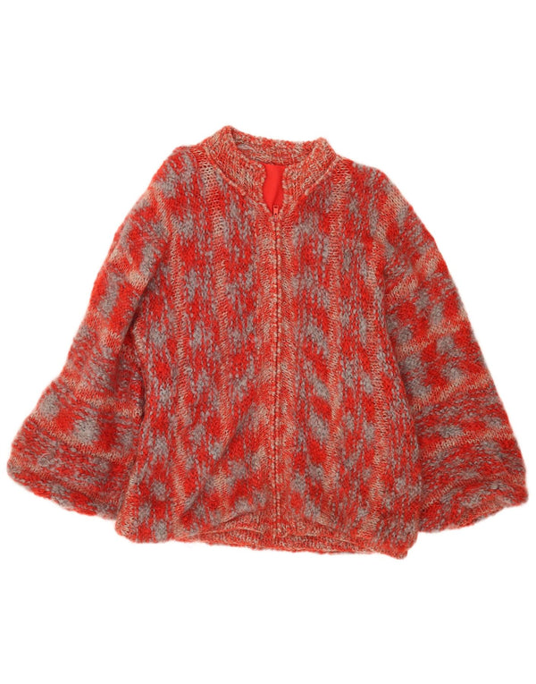 Vintage Womens Oversized Cardigan Sweater UK 16 Large Red Flecked