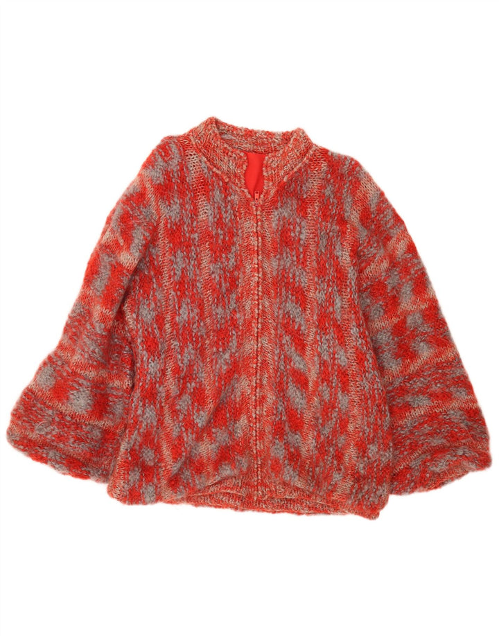 Vintage Womens Oversized Cardigan Sweater UK 16 Large Red Flecked