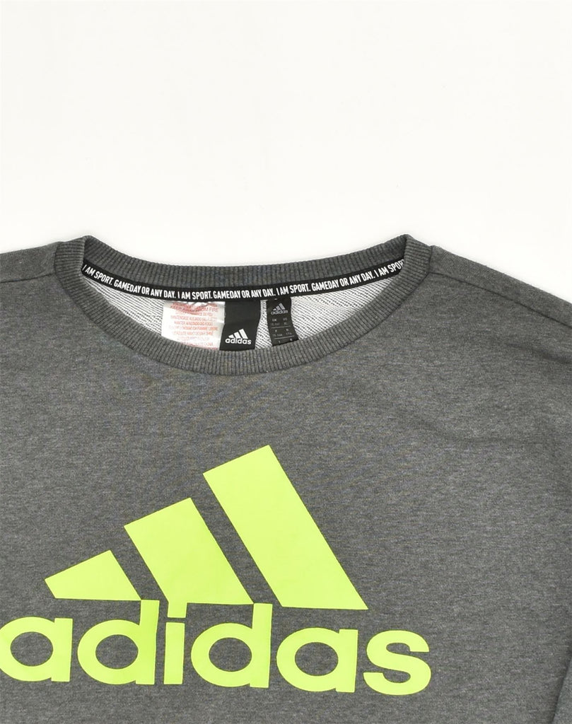 ADIDAS Boys Graphic Sweatshirt Jumper 15-16 Years XL  Grey Cotton | Vintage Adidas | Thrift | Second-Hand Adidas | Used Clothing | Messina Hembry 