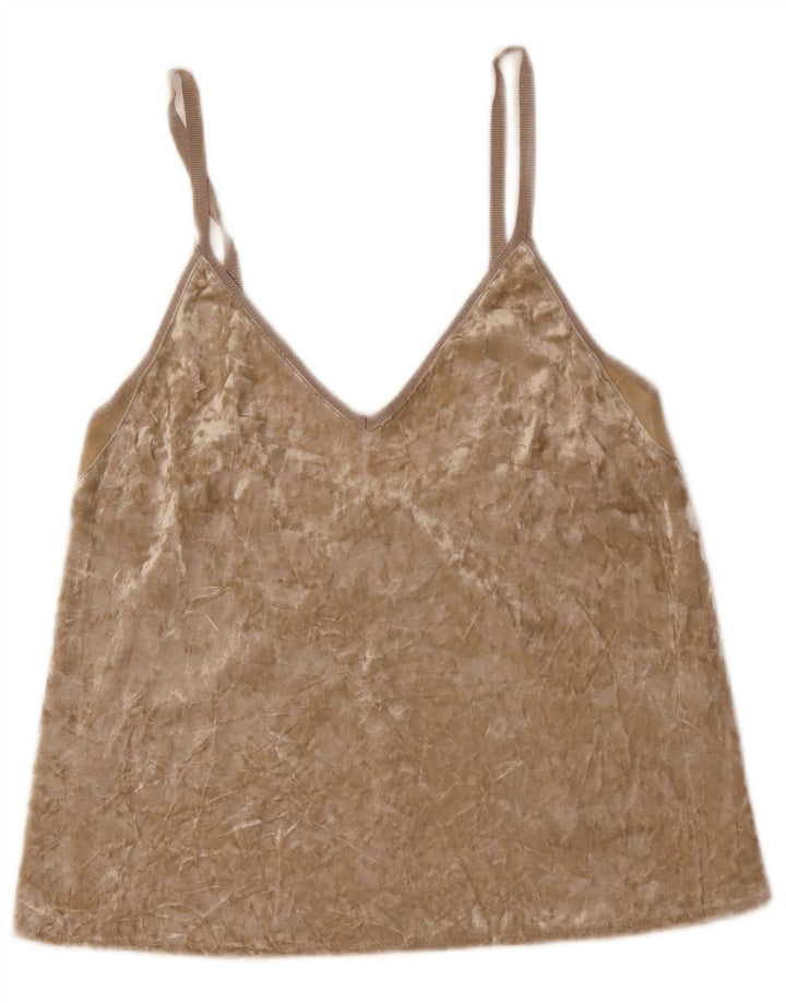 ZARA Womens Velvet Cami Top UK 10 Small Beige