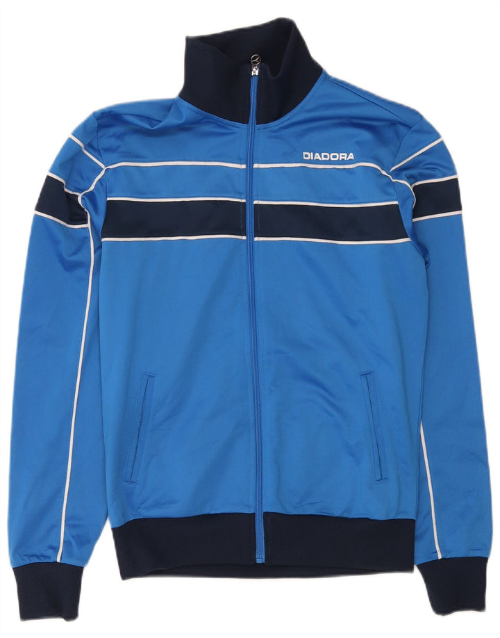 Diadora Mens Tracksuit Top Jacket Small Blue Colourblock Polyester