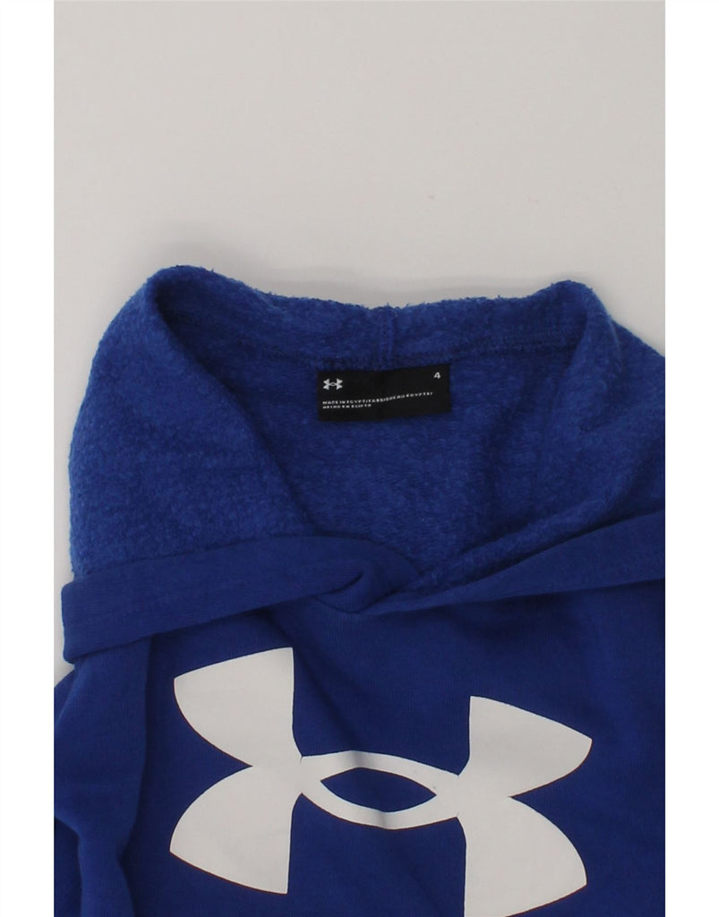 UNDER ARMOUR Boys Graphic Hoodie Jumper 3-4 Years Blue Cotton | Vintage Under Armour | Thrift | Second-Hand Under Armour | Used Clothing | Messina Hembry 