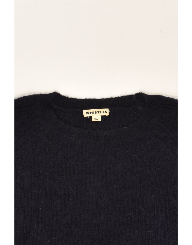 WHISTLES Womens Crew Neck Jumper Sweater UK 14 Large Navy Blue Cotton | Vintage Whistles | Thrift | Second-Hand Whistles | Used Clothing | Messina Hembry 