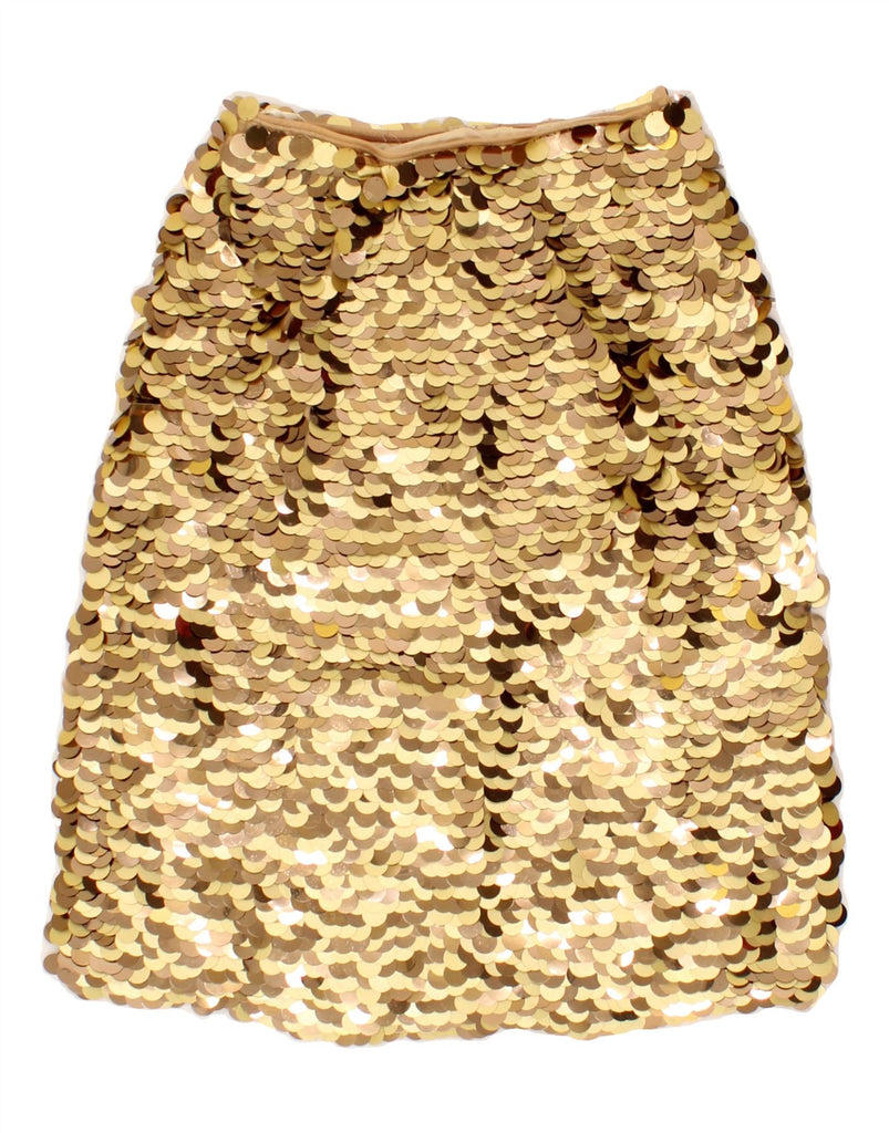 VINTAGE Womens Sequin A-Line Skirt Small W26  Gold Nylon Vintage Vintage and Second-Hand Vintage from Messina Hembry 