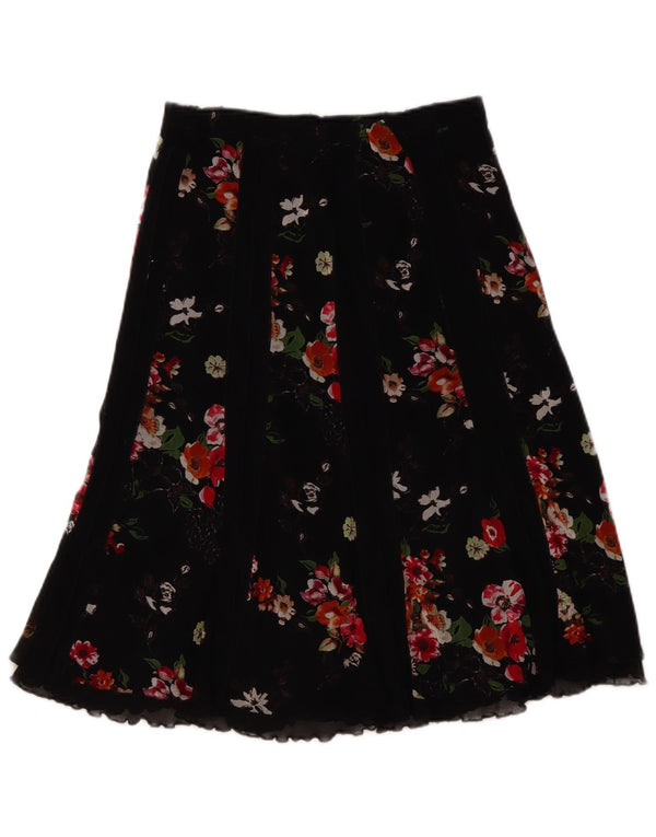 Vintage Womens A-Line Skirt W28 Medium Black Floral