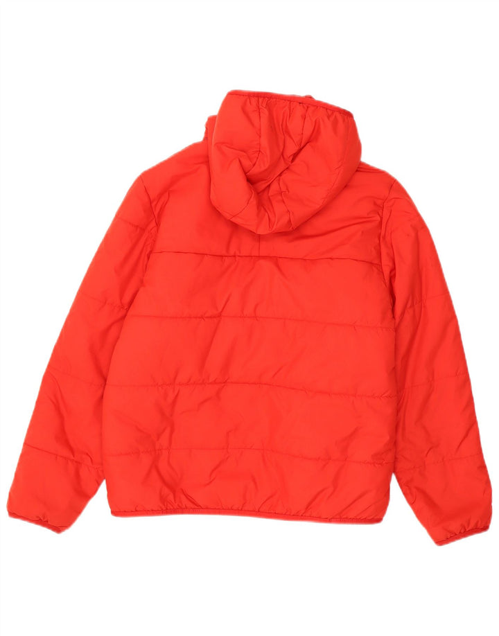 ADIDAS Boys Hooded Padded Jacket 11-12 Years Red Polyester