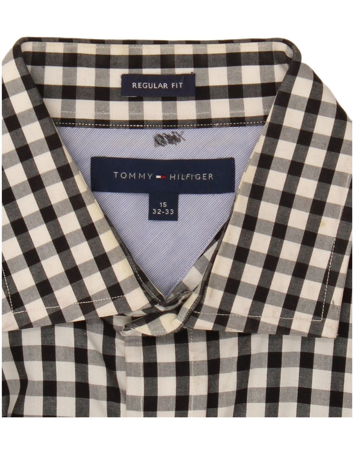 Tommy Hilfiger Mens Regular Fit Shirt Size 15 Medium Black Gingham