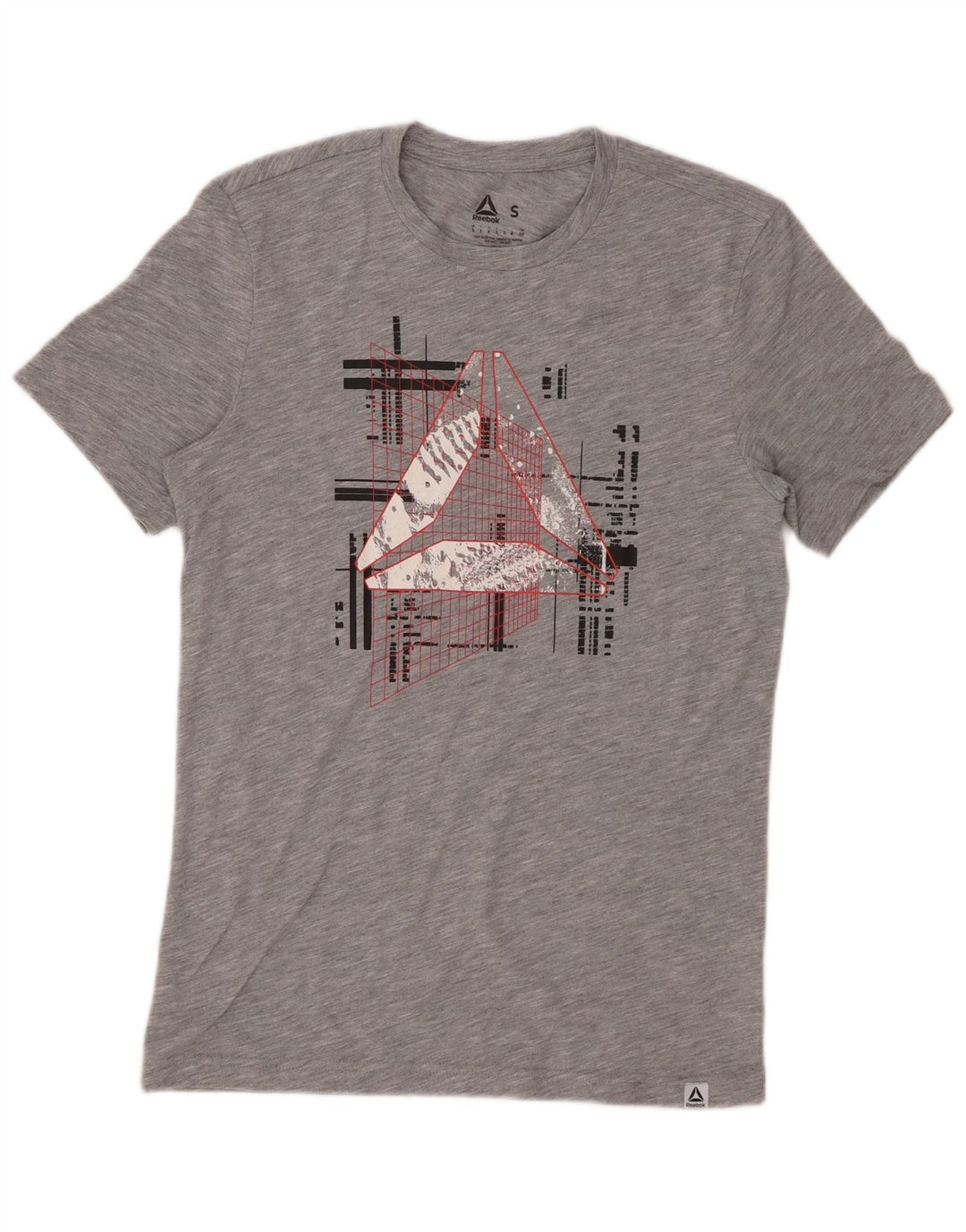 REEBOK Mens Graphic T-Shirt Top Small Grey Flecked Polyester