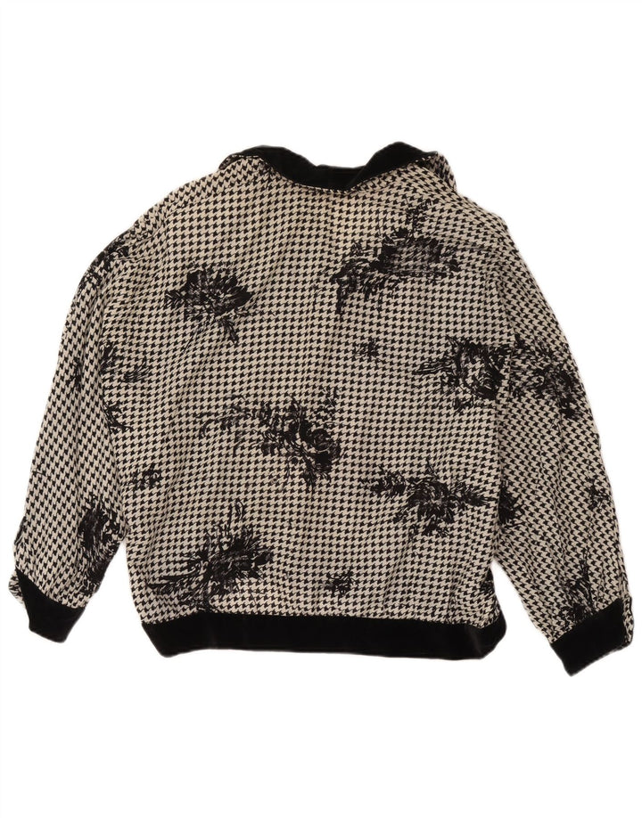 Vintage Womens Oversized Blouse Top UK 18 XL Black Houndstooth