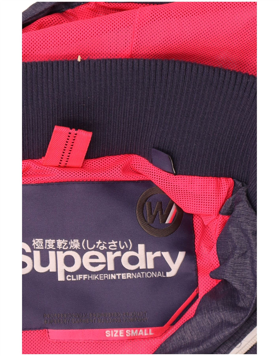 Superdry Womens Hooded Rain Jacket UK 10 Small Navy Blue Nylon