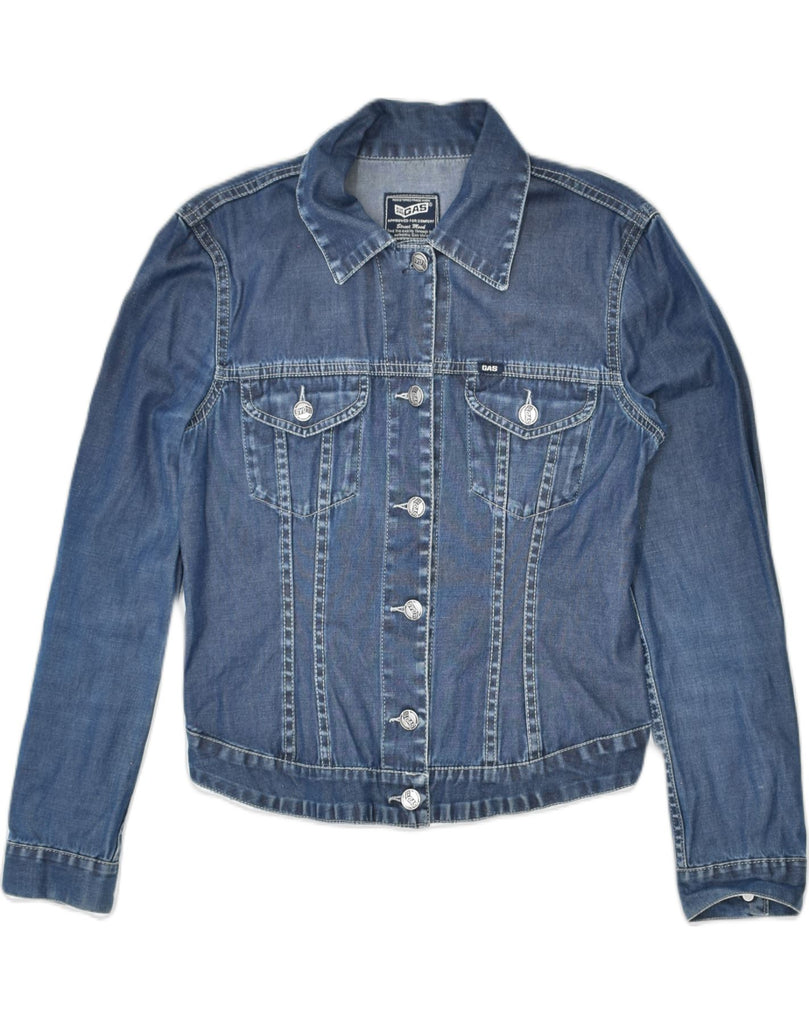 GAS Womens Denim Jacket UK 12 Medium Blue Cotton | Vintage Gas | Thrift | Second-Hand Gas | Used Clothing | Messina Hembry 