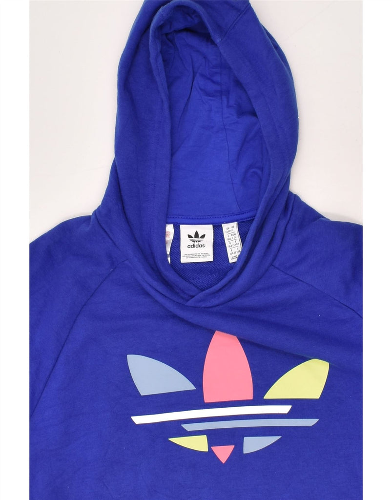 ADIDAS Boys Graphic Hoodie Jumper 13-14 Years Blue Cotton | Vintage Adidas | Thrift | Second-Hand Adidas | Used Clothing | Messina Hembry 