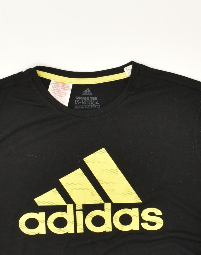 ADIDAS Boys Graphic T-Shirt Top 13-14 Years Black Cotton | Vintage Adidas | Thrift | Second-Hand Adidas | Used Clothing | Messina Hembry 