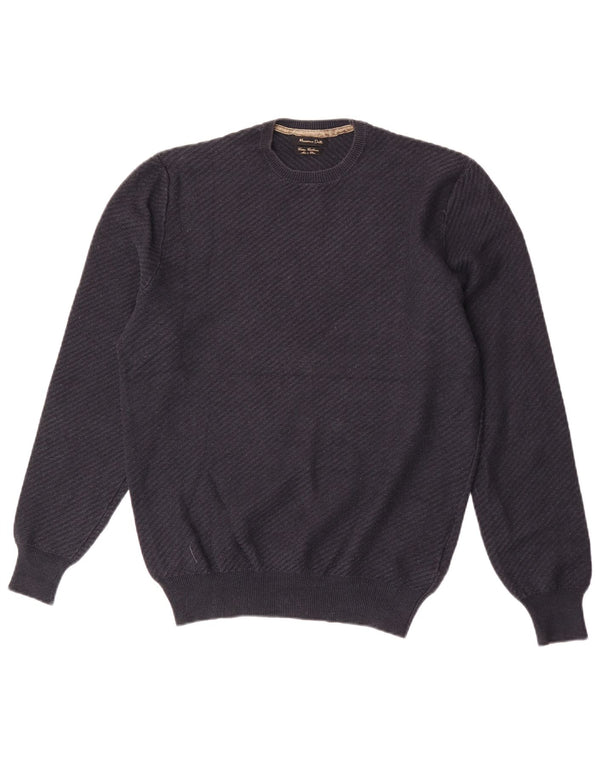 Massimo Dutti Mens Crew Neck Jumper Sweater Medium Navy Blue Cotton