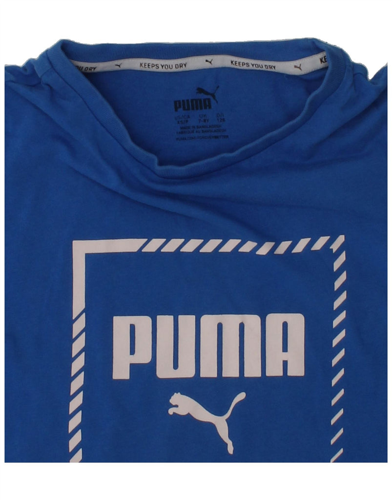 PUMA Boys Graphic T-Shirt Top 7-8 Years Blue Cotton | Vintage Puma | Thrift | Second-Hand Puma | Used Clothing | Messina Hembry 