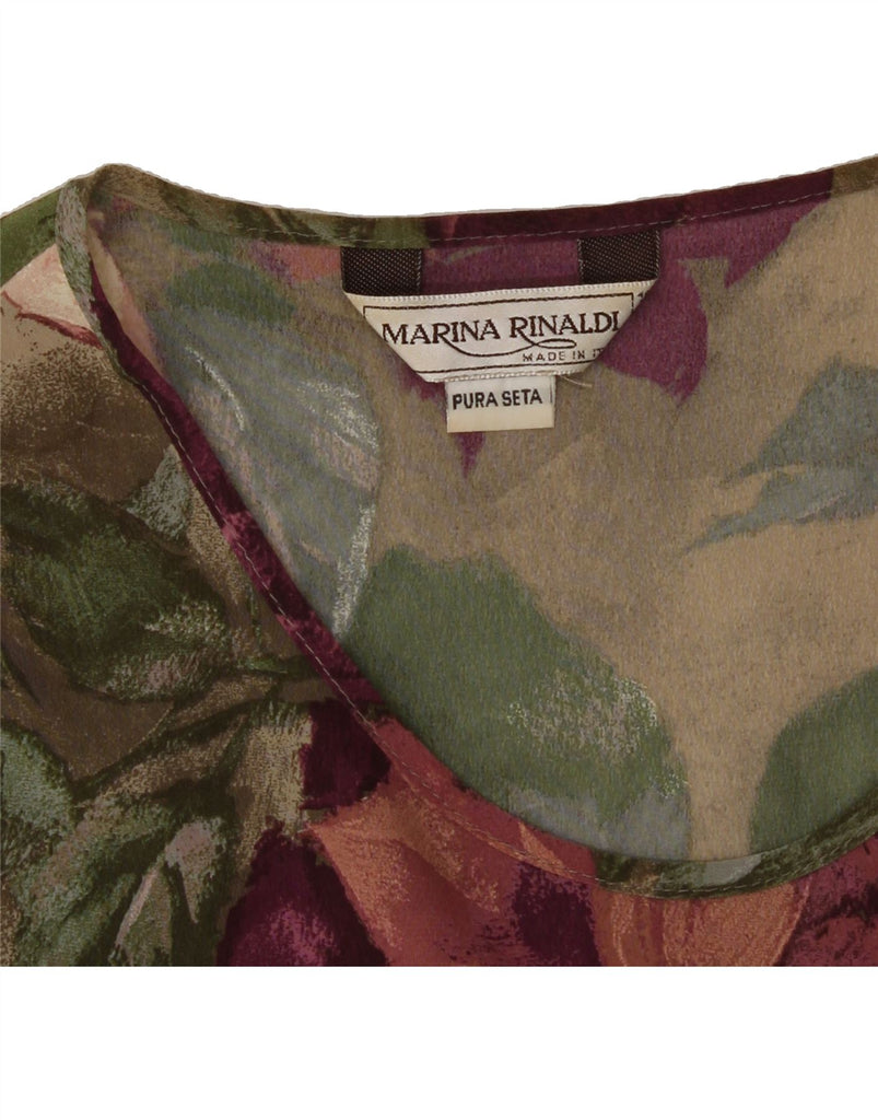 MARINA RINALDI Womens Blouse Top UK 14 Large Multicoloured Floral Silk Vintage Marina Rinaldi and Second-Hand Marina Rinaldi from Messina Hembry 