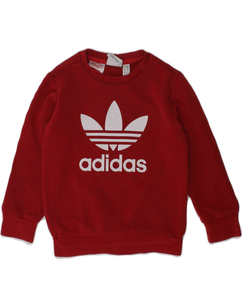 ADIDAS Girls Graphic Sweatshirt Jumper 2-3 Years Red Cotton | Vintage Adidas | Thrift | Second-Hand Adidas | Used Clothing | Messina Hembry 