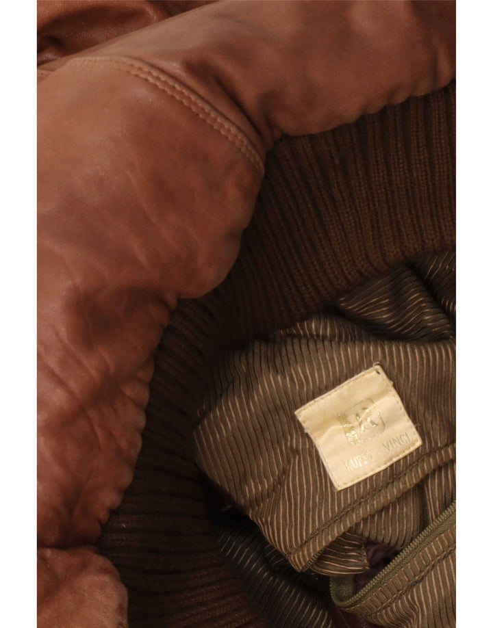 Vintage Mens Leather Jacket UK 36 Small Brown