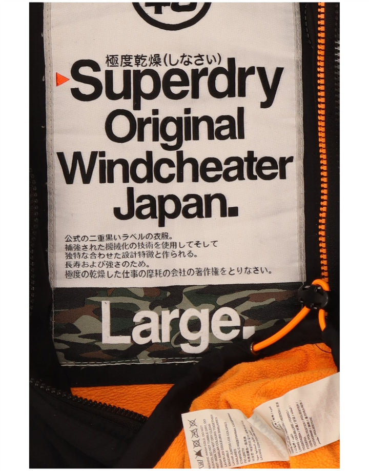 Superdry Womens Windcheater Windbreaker Jacket UK 16 Large Black