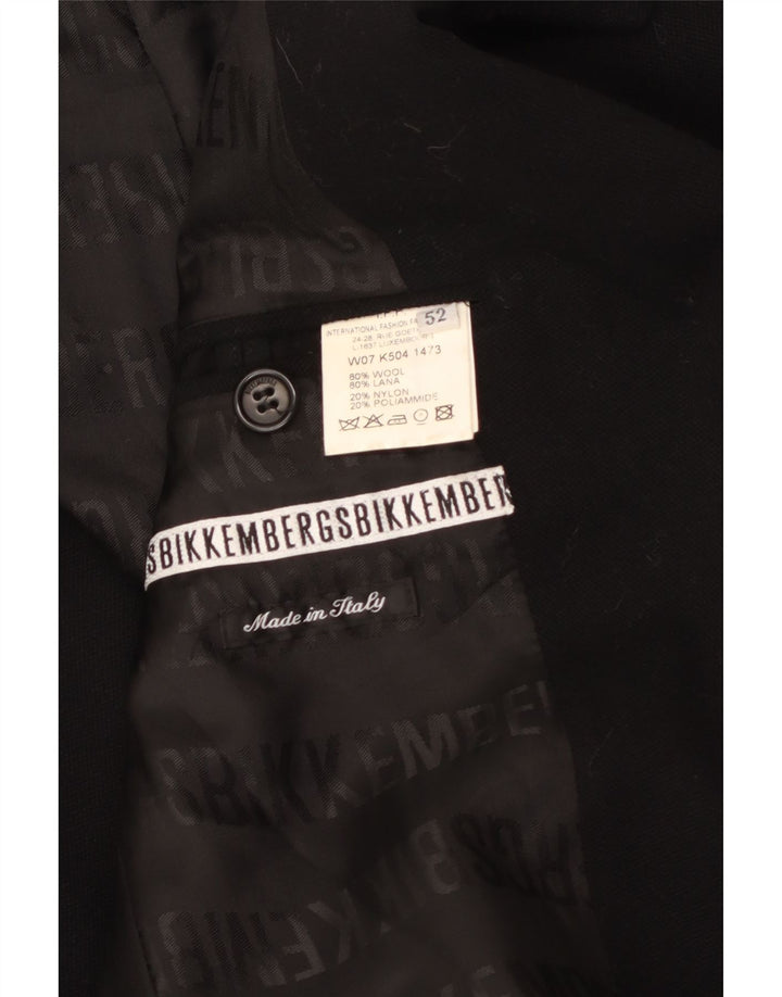 Bikkembergs Mens Overcoat IT 52 XL Black Wool