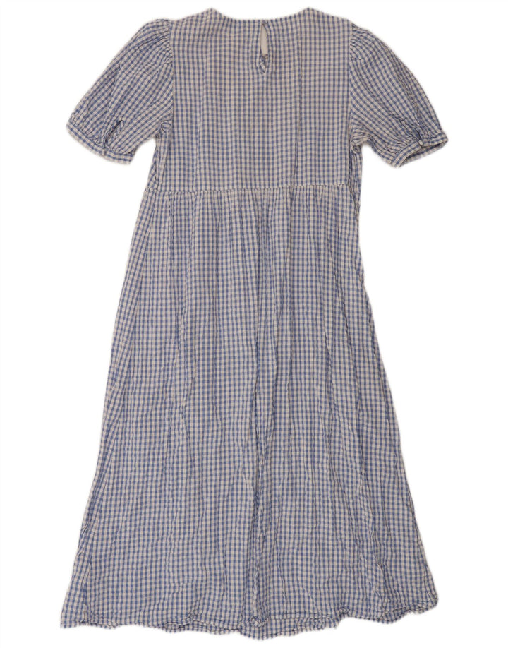 Marks & Spencer Womens Maxi Dress UK 14 Medium Blue Gingham Cotton
